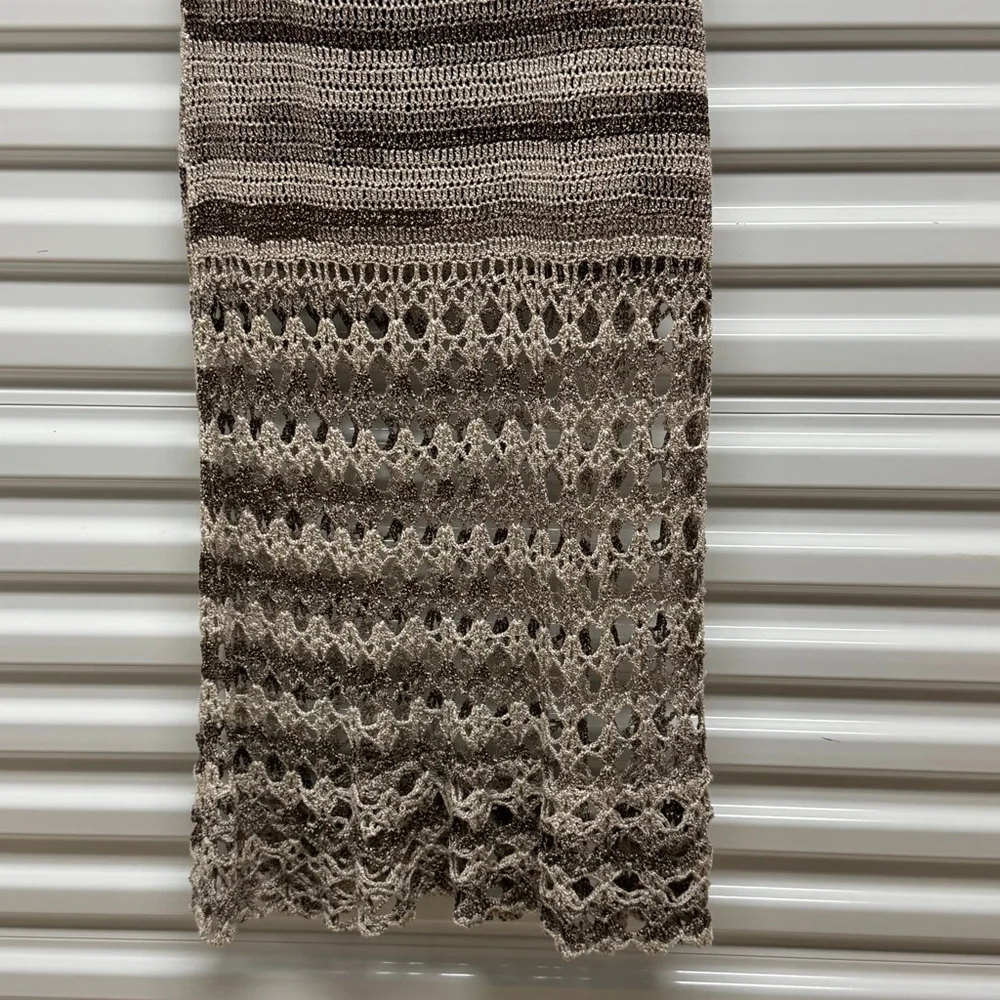 Vintage Proper brown And Tan Boho Crochet Maxi Dress Women’s L - Picture 2 of 9